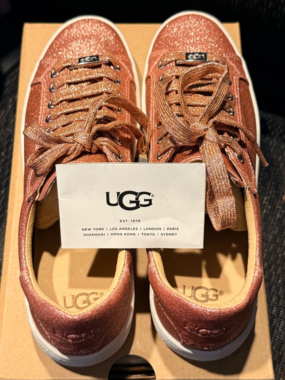 UGG Women’s MILO Glitter Lace-Up Sneakers in Rose